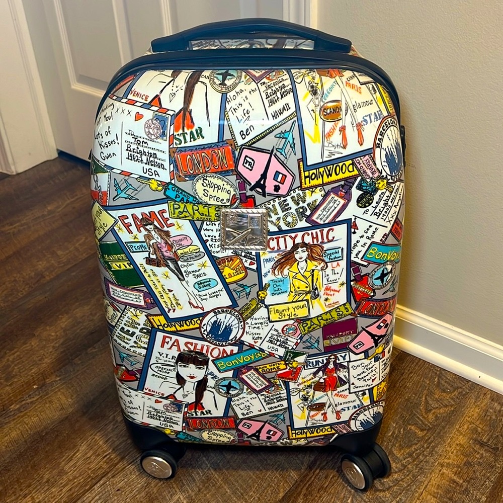 Rare Brighton Fashionista City Chic Graphic Print Hardcase Rolling Suitcase